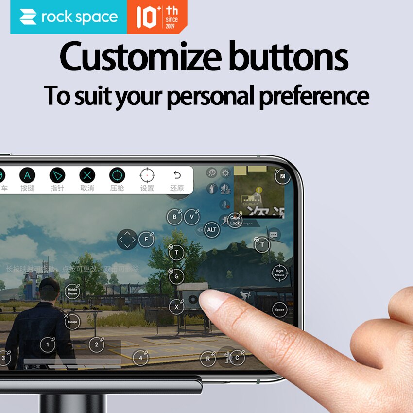ROCKSPACE Phone Gaming Adapter Phone Mount Keyboard Mouse Converter Wired Bluetooth Dual mode Game Controller For IOS Android