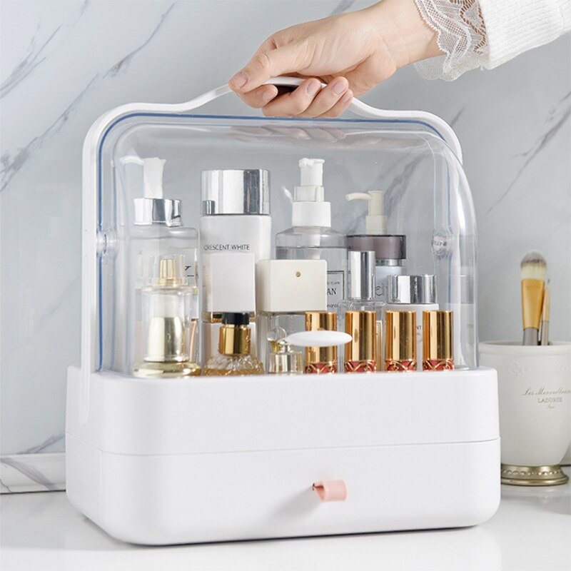 rangement maquillage rangement salle de bain boite de rangement maquillage boite rangement maquillage organisateur pour cosmétiques, conteneur de stockage en plastique, organisateur de maquillage, papeterie: Two layers white
