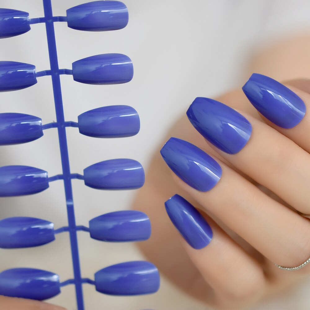 Blu ballerina Unghie Artistiche Punte False Falso Bara Unghie Forma Piatta Copertura Completa Artificiale manicure Della Decorazione di Usura di proprietà