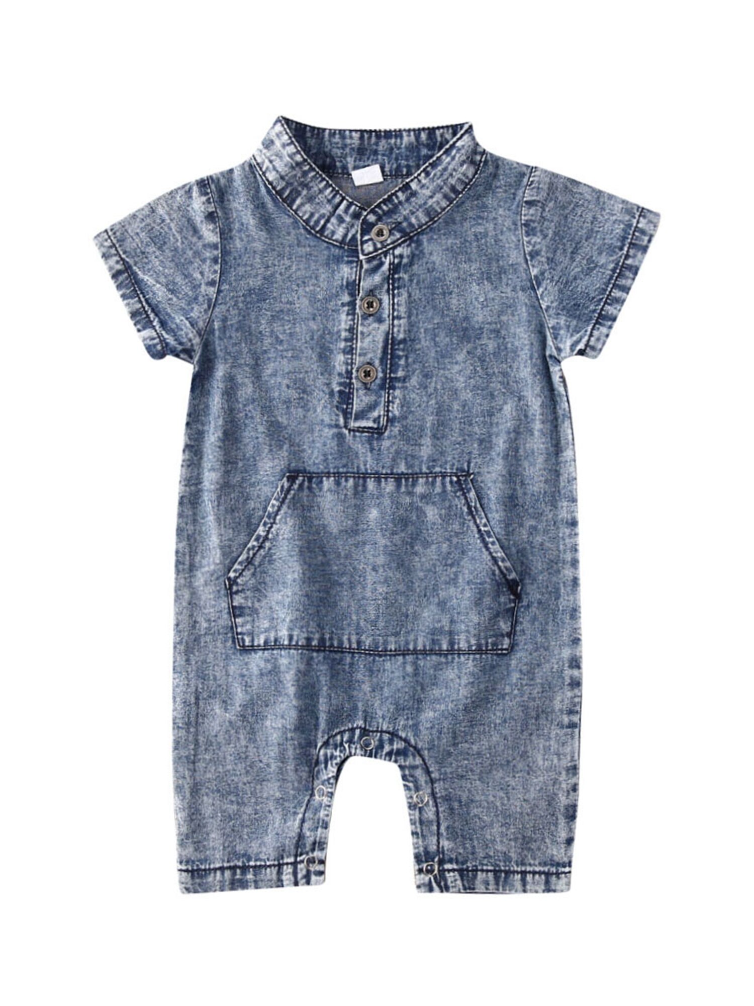 Infant Baby Boys Denim outfit Shorts Sleeve Romper Jumpsuit Cotton Summer Clothes 0-18Months: 2 / 18M