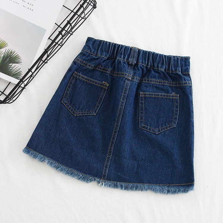Sommer baby piger børn jean nederdele piger børn denim blyant nederdele knapper lommer enkeltradet kanter barn nederdel kostume