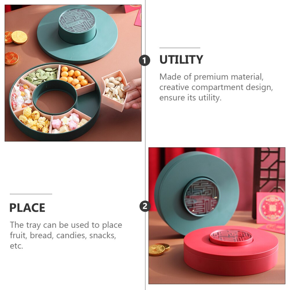 1pc Home Candy Box Compartments Dried Fruit Candy Box Food Storage Plate