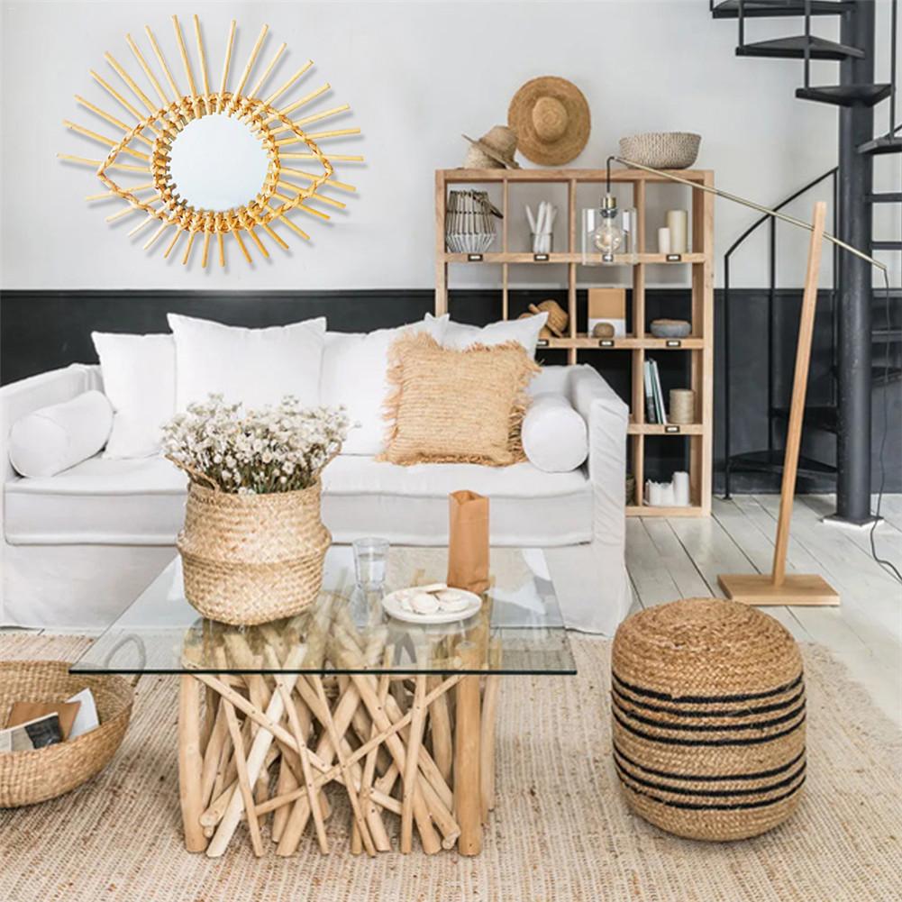 Rotan Spiegel Eye Shape Muur Opknoping Up Dressing Spiegel voor Woonkamer Keuken Badkamer Art Decoratie Home Decor