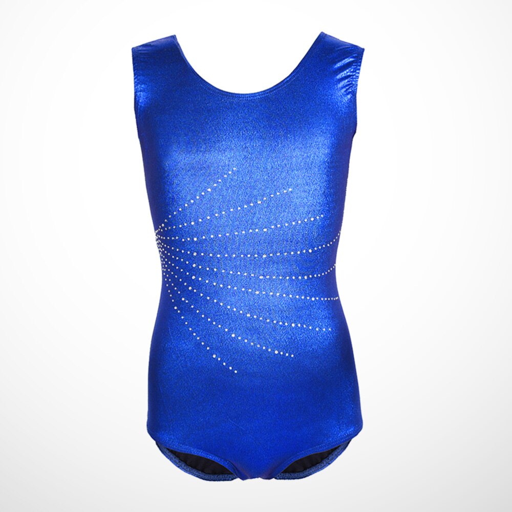 Metallic Luster Ballet Leotard Sleeveless Gymnastics Suit Dance Practice Bodysuit for Kids Girls (Dark Blue, for 5-6Y): Dark Blue