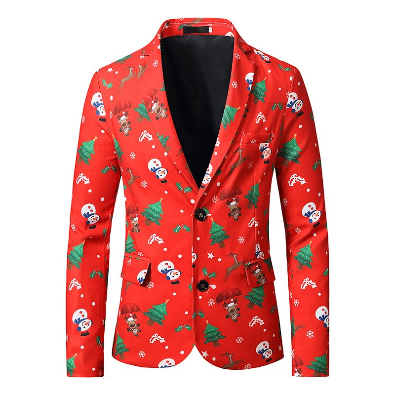 Rood thema kerstblazer heren casual enkelrijs heren pakblazers oversize amerikaanse maat xs -2xl: Kleur 01 / Borst 106cm