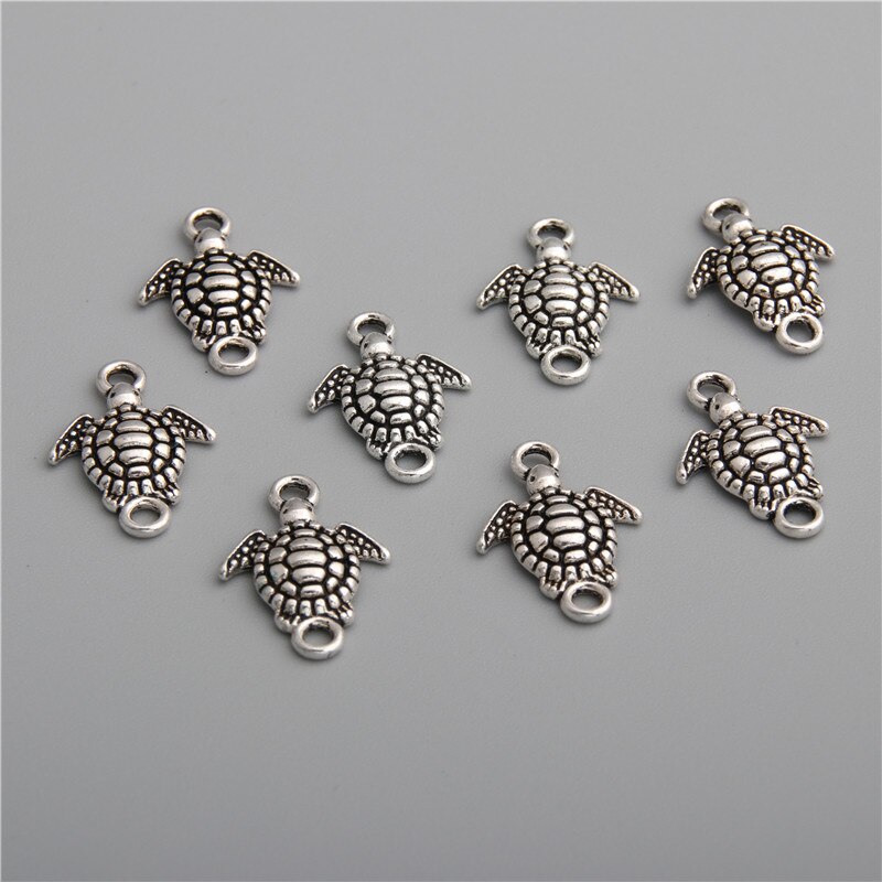 40 stk sølvfarve farve lille skildpadde form stik gør-det-selv håndlavet tilbehør til smykker til kvinder mænd  a2773
