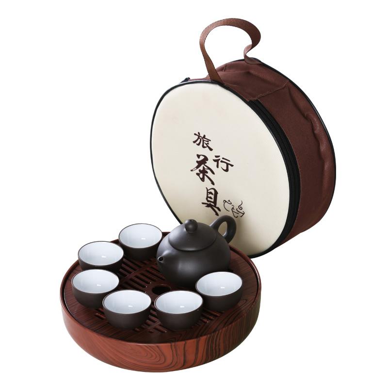Draagbare dragen pakket Zisha Theepot Cups Plastic Thee Lade pakket China Kung Fu Thee Set Eenvoudige mini outdoor reizen Thee set