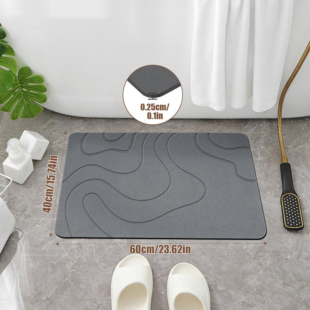 Alfombra de baño de diatomita, alfombras de baño con súper absorción de agua, alfombrilla para pies de inodoro de secado rápido, alfombra de ducha de piedra de diatomita antideslizante: Gris oscuro