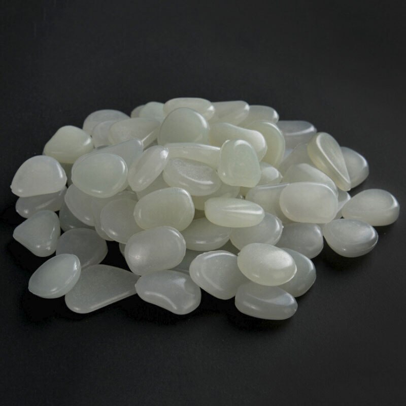 100pcs Resin Garden Fish Tank Artificial Luminous Stones Rock Set 2-3cm: White