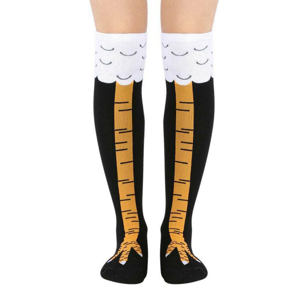 Women Crazy Funny Chicken Leg Cluck Novelty Knee Thight High Sock Breathable Fitness TC21: B