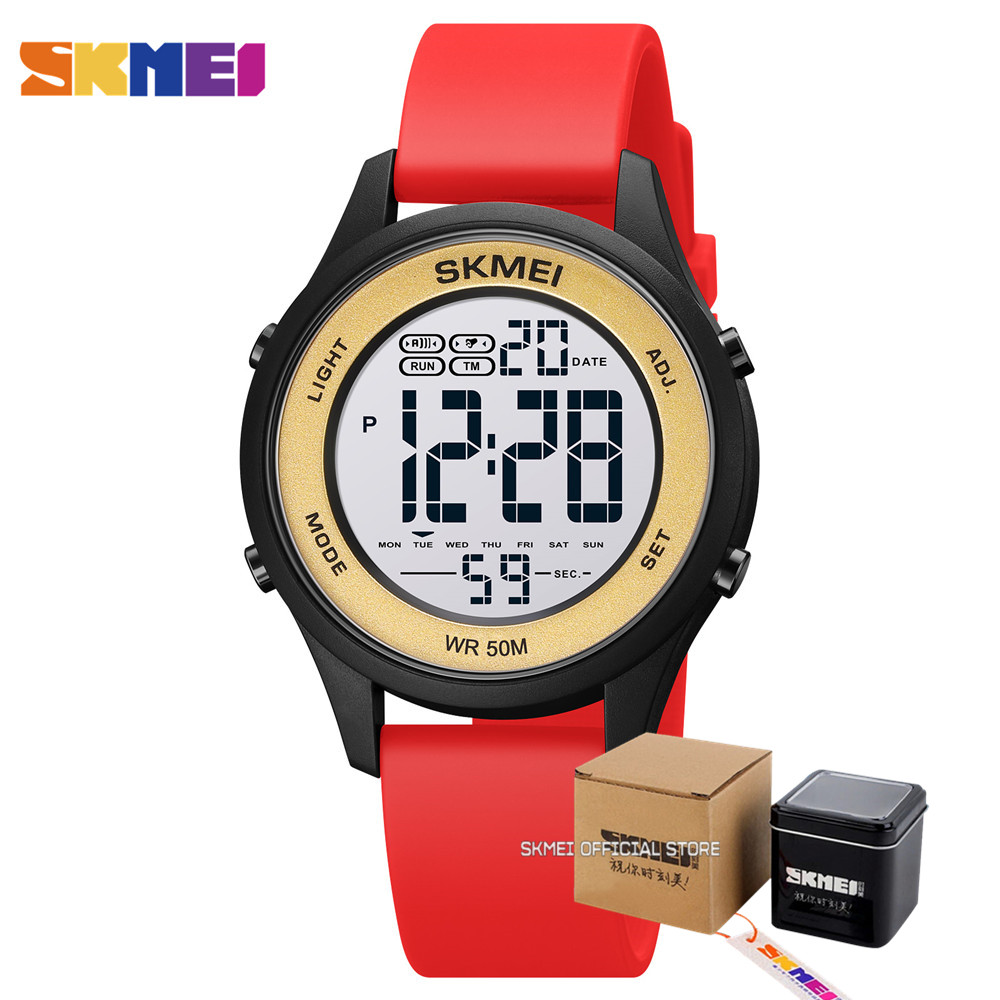 SKMEI LED Licht Digital Kinder Sport Uhren Stoppuhr Kalender 50M Wasserdichte Kinder Armbanduhren Für Jungen Mädchen Wecker: style4 with box