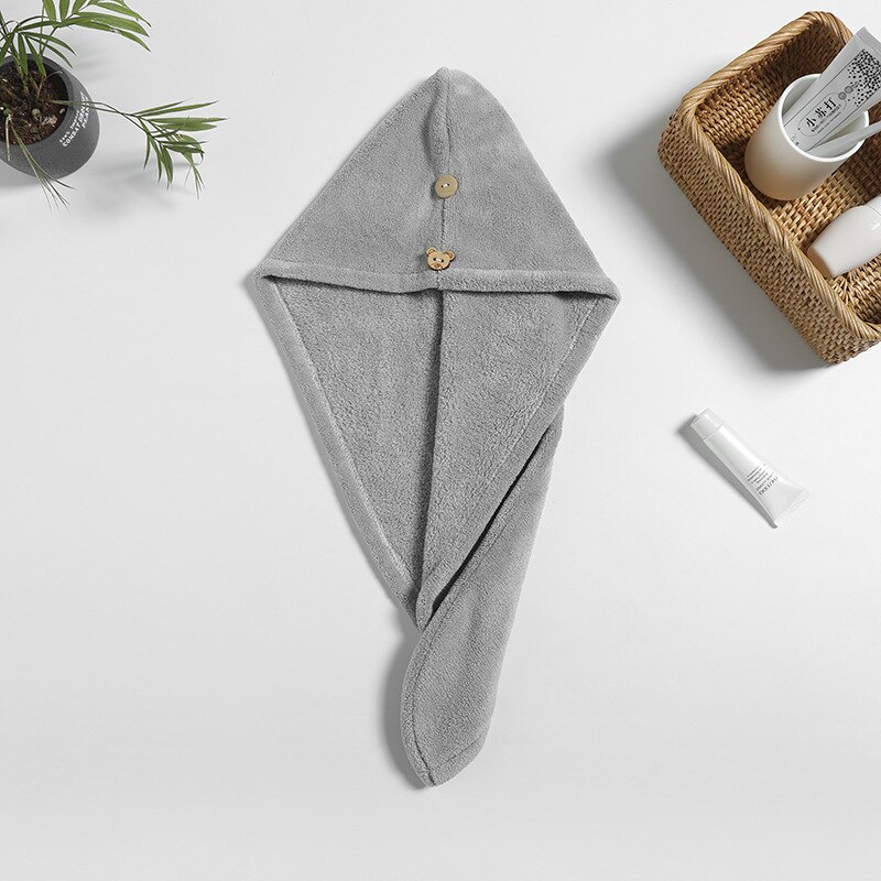Serviette cheveux séchage rapide tête enveloppante Super Absorption cheveux serviette bouchon séchage rapide cheveux serviette épaisse bonnet de douche couleur unie serviette: light gray