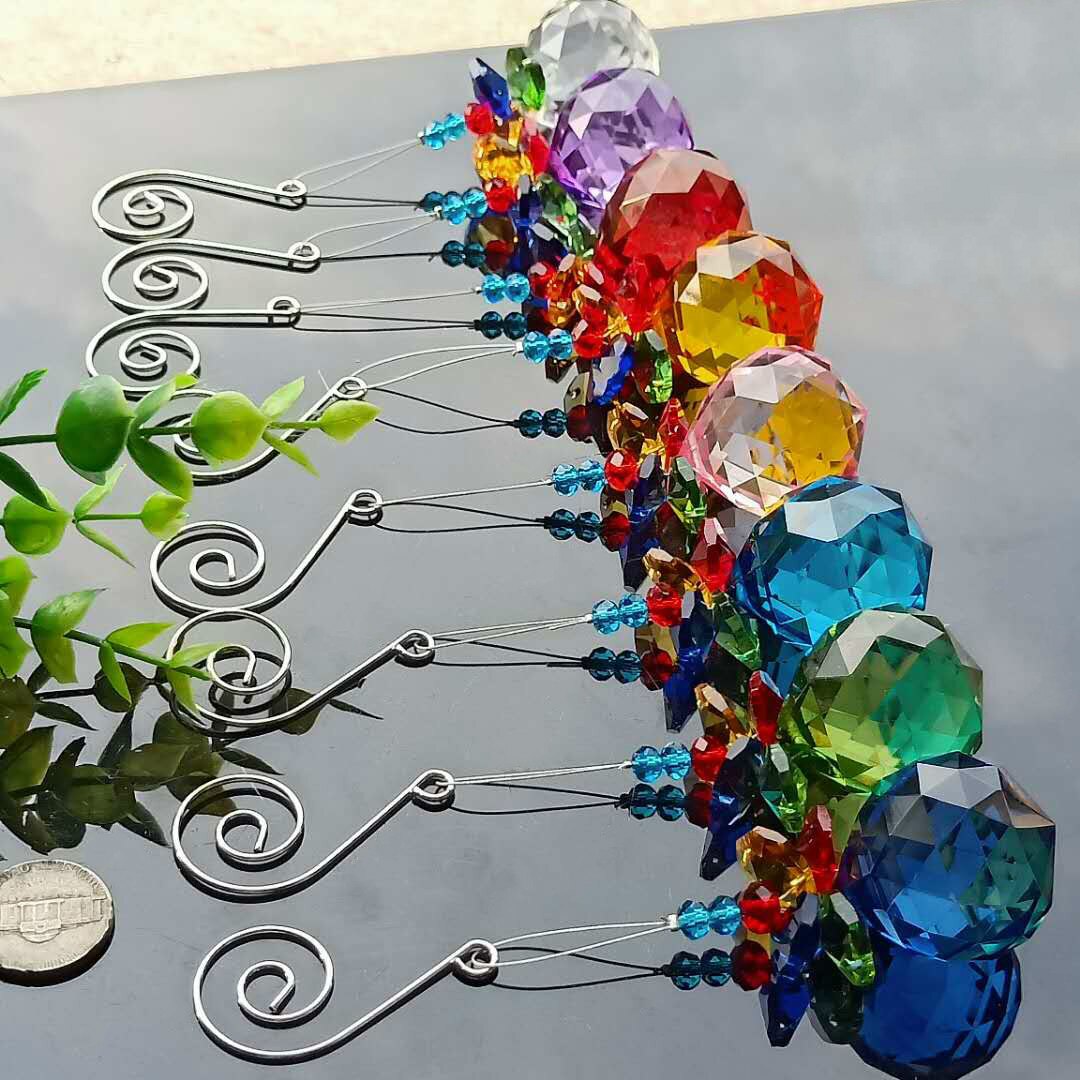 Farge diy krystaller anheng glassperler lysekrone krystaller prismer suncatcher håndlaget krystall hengende ornament hjem dekor