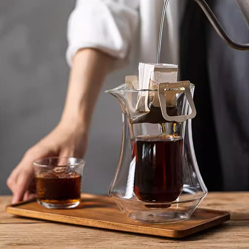 300ml Hangende Oor Koffie Delen Pot Transparant Dubbellaags Glas Handgebrouwen Koffiepot Huishoudelijke Koffie Proeverij Cup