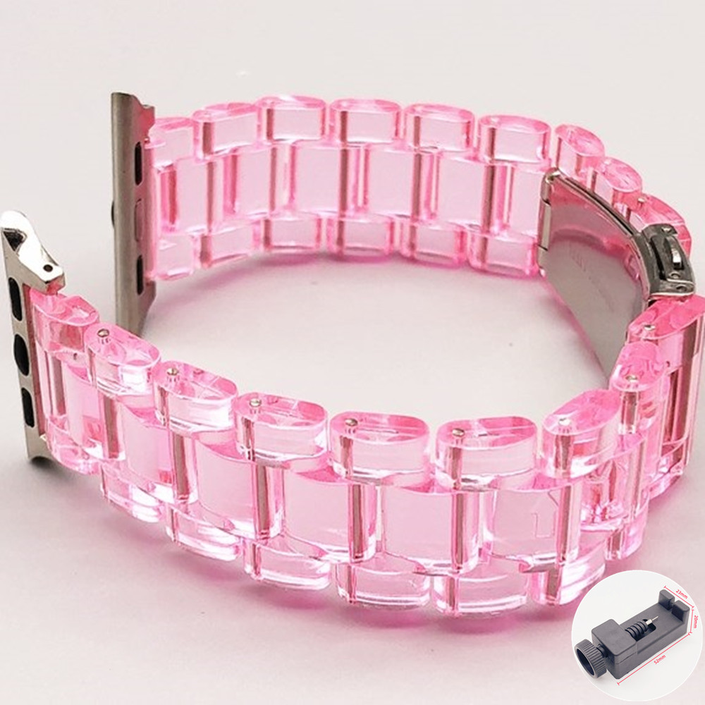 Resin urrem til apple watch series 10 9 8 7 6 rem 41mm 49mm klar rem stål iwatch  se 44mm 40mm 45mm 46mm 42mm ultra 2: Blå hvid / 12mm