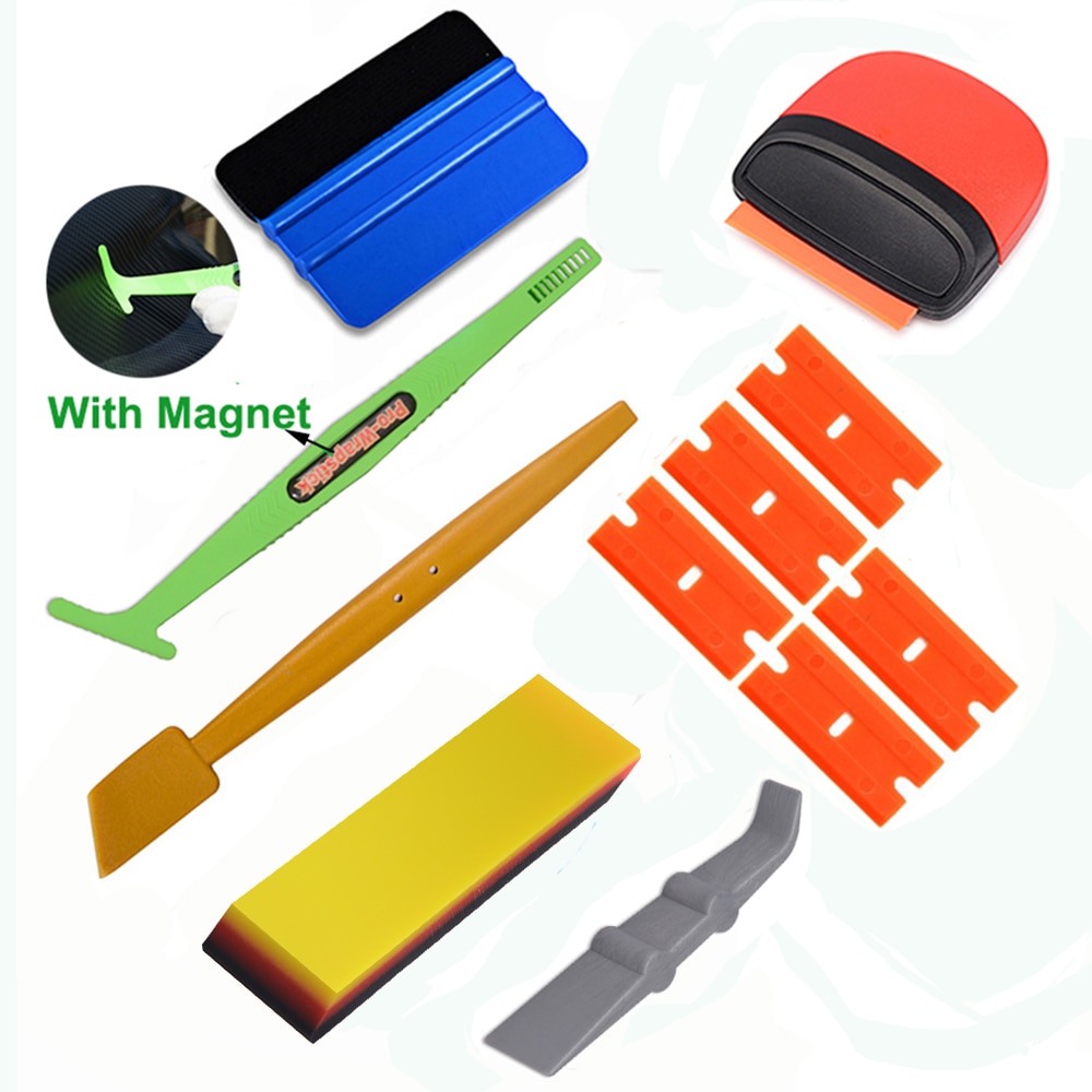 FOSHIO Car Wrap Tools Kit Carbon Fiber Sticker Magnet Squeegee Razor Scraper Vinyl Car Wrapping Window Tint Film Install Tool