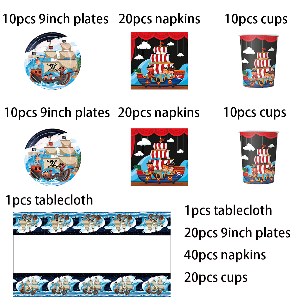 Pirate Ship Sets Birthday Decoration Party Disposable Paper Napkins Cups Plates Tablecloths Party Supplies: Dark Khaki
