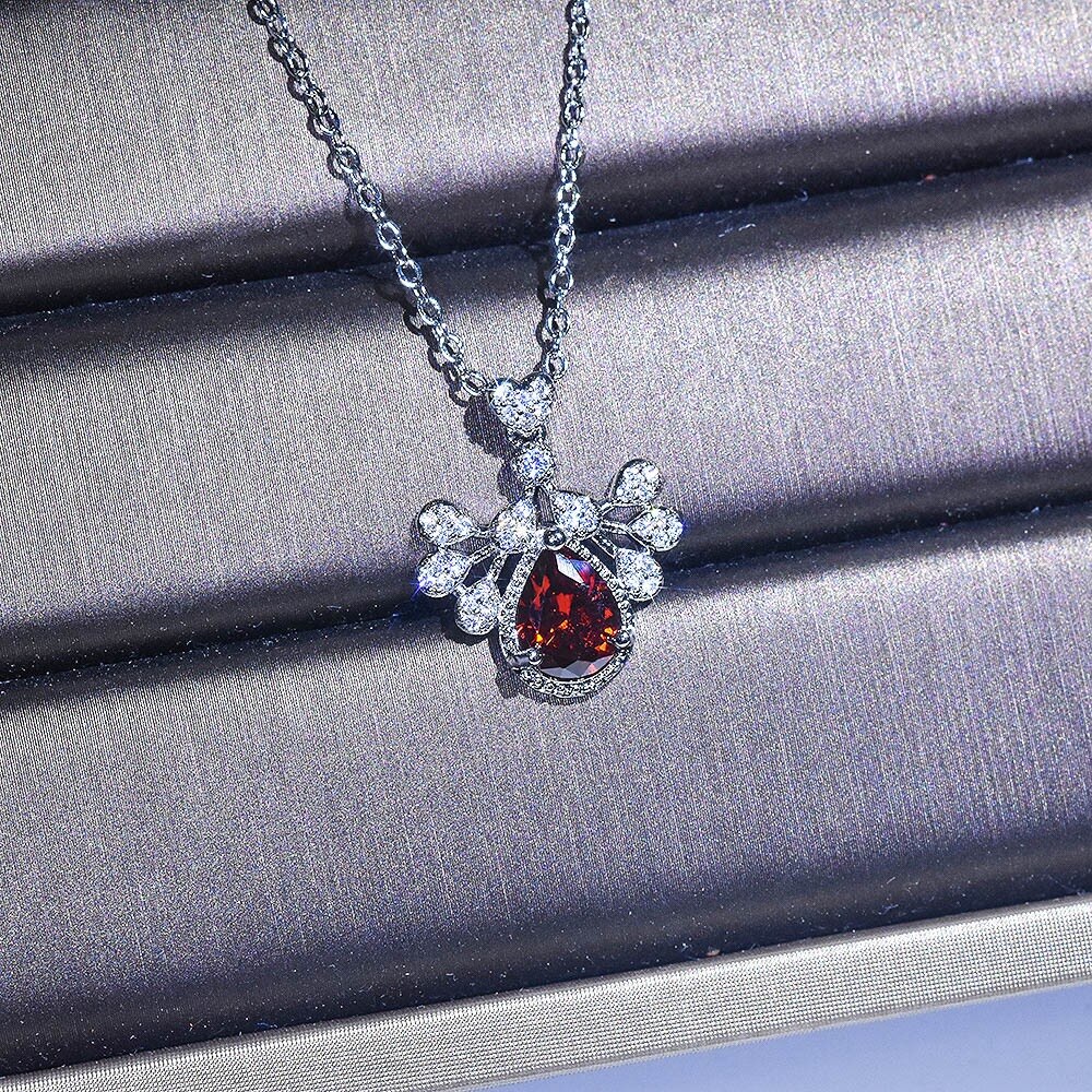 Mode Pauw Hanger Ketting Creatieve Inlay Water Rode Zirkoon Luxe Sieraden Voor Vrouwen Wedding Party Anniversary