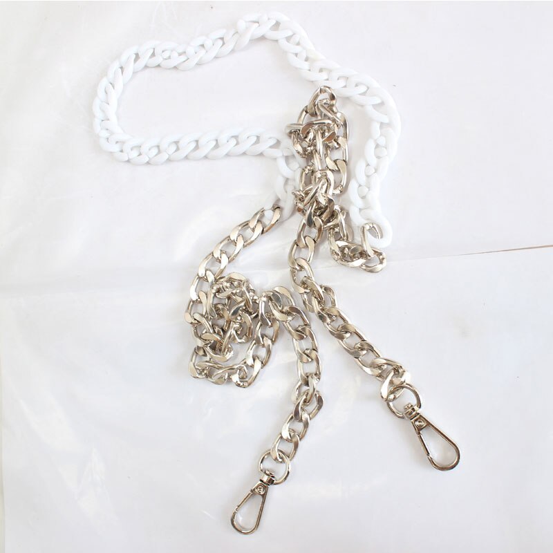 Messenger Belt akrylowy Mix kolorów kobiet długi pasek do torby na ramię łańcuch torby z klamrą Chic Fashion aluminium: WHITE / 100cm