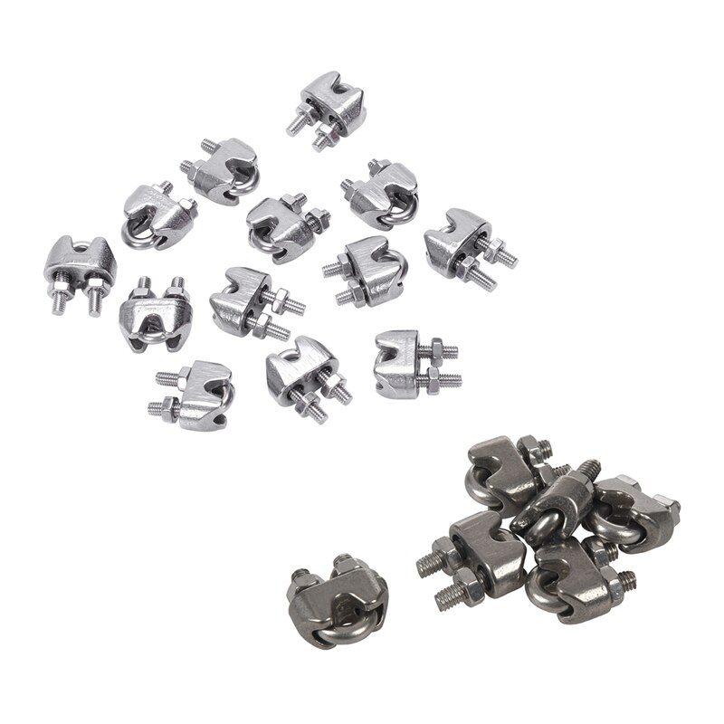 18 Pcs Stainless Steel Saddle Clamp Cable Clip, 12 Pcs 2mm & 6 Pcs 3 mm