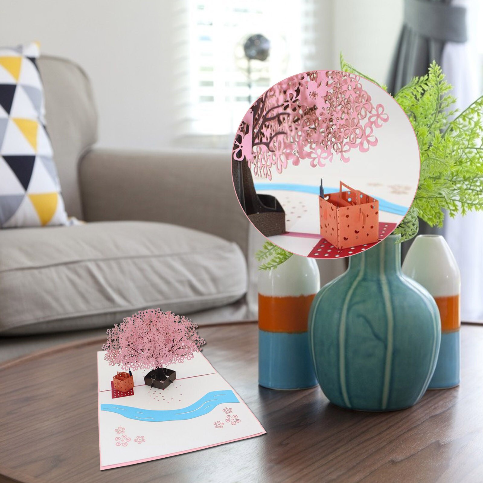 3D Pop Up Cards Romantic Cherry Blossoms Valentine's Day Greeting Card Postcard Birthday Wedding Invitations Greeting Cards