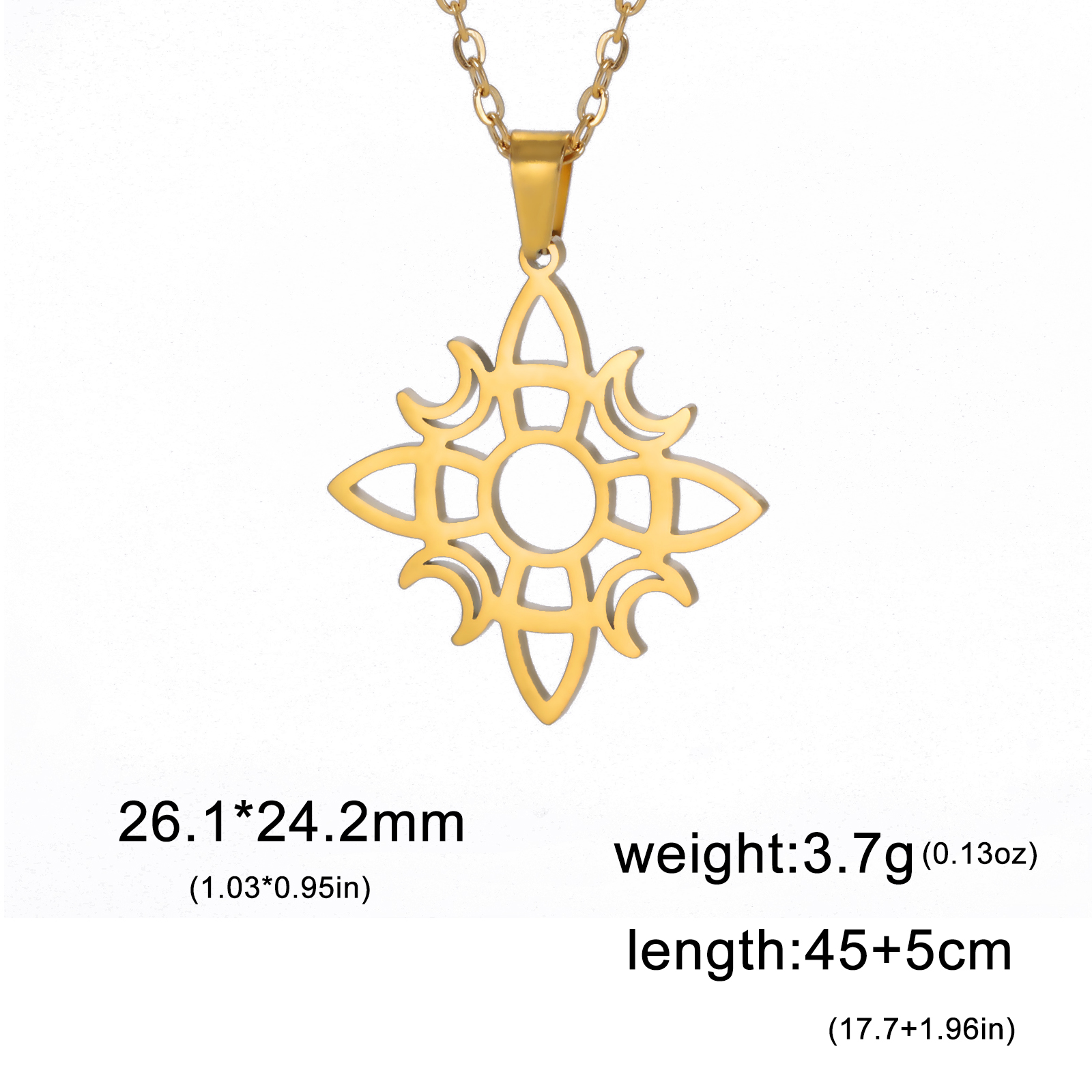 Clásico collar de nudo de bruja la Trinidad de la Media Luna masculina y femenina une amuleto de buena suerte joyas de acero inoxidable Amuleto de protección celta navideños de año: Color dorado
