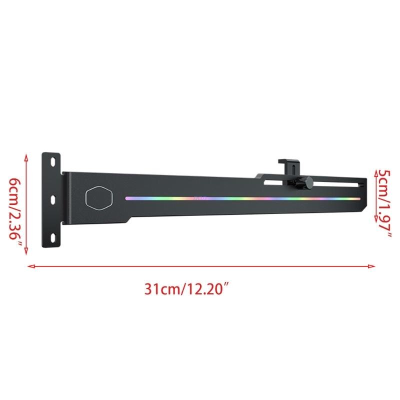 ELV8 LED GPU Holder 3 Pin ARGB LED Vertical Graphics Card Bracket Addressable RGB Support Adjustable Length Height