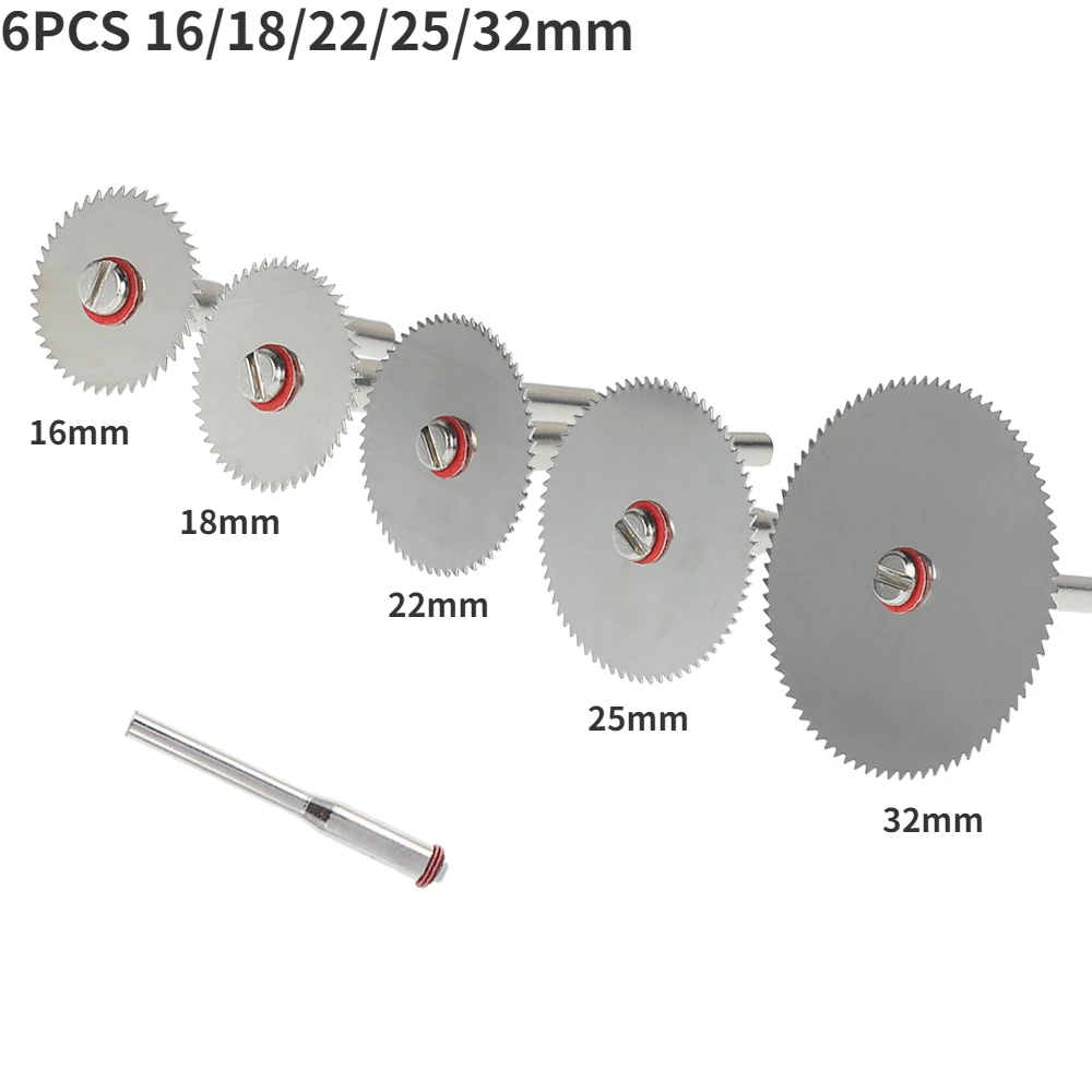 6-32Pcs Mini Circular Saw Blade Set Sanding Grinding Wheel Cutting Disc for Dremel Accessories Metal Cutting Rotary Tools: Silver