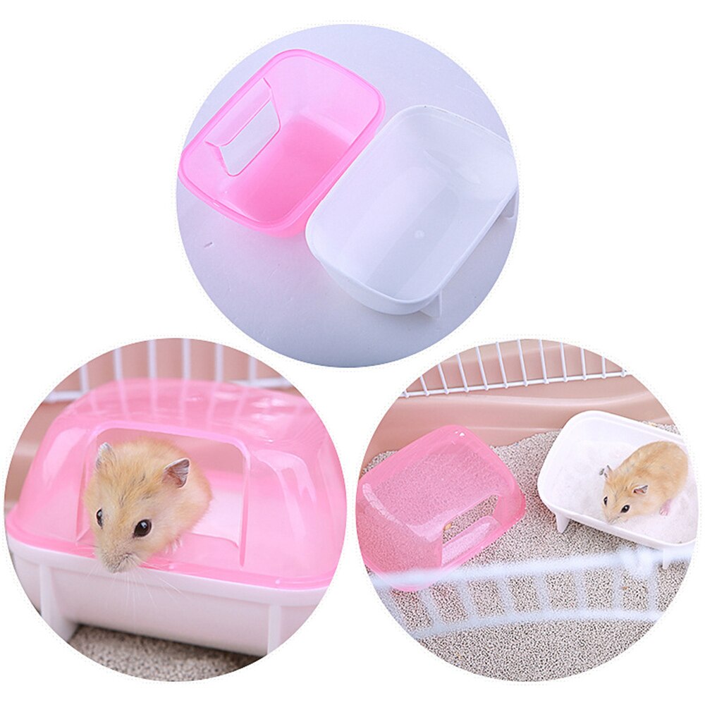 Hamster Bath Room Plastic Chinchilla Bathing Cage House Toilet Bath Salt Body Washing for Squirrel Baby Rabbit Litter Box