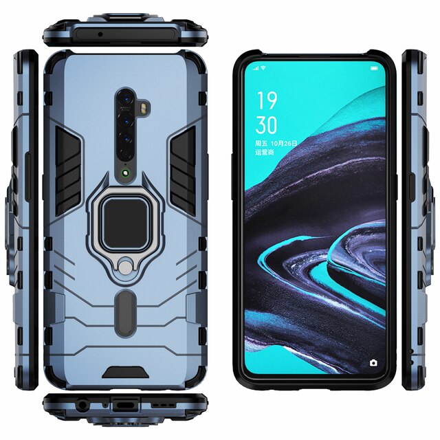 Dla OPPO Reno 2 Z 2Z 2F Case magnetyczny samochód pierścień odporny na wstrząsy pancerz etui na OPPO Reno 2Z 2F 2 Z RenoZ Reno2 Reno2F Reno2Z Coque: For Reno 2F / Navy Blue
