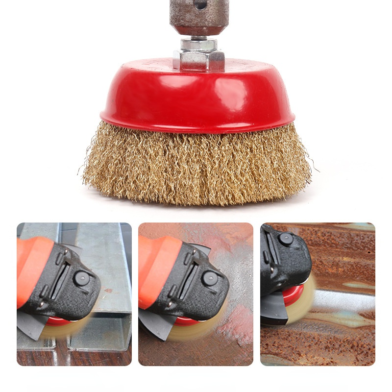 Metal Polishing Wheel / Cleaning Wire Brush / Bowl Type Grinding and Derusting Steel Wire Wheel with Nut / Angle Grinder