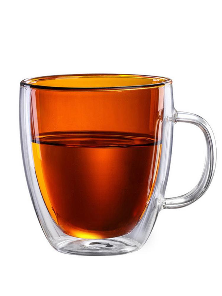Double-wall Insulated Glass Coffee Cup Tea Mugs with Handle High Borosilicate Juice Glass