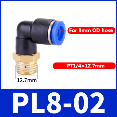 Pl fiting pneumatic cot 1/4 3/8 1/2 1/8 bsp filet tat conector rapid de aer l forma împingere furtun  od 6mm 8mm 10mm 12mm: 8-02