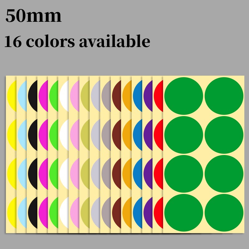 15 Blatt 128 Stück 5 cm farbige Punkt-Aufkleber, rund, selbstklebend, Etikettenpapier, handgeschriebene Paste, DIY handgefertigte Aufkleber