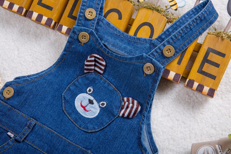 1-4 t Kids Jeans Jongens Meisjes Denim Overalls Kind Jarretel Jeans Broek Casual Mode Kinderen Algehele Jeans gat Retail