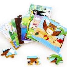 Slice Small Piece Puzzle Toy Children Animals and Vehicle Wooden Puzzle Jigsaw Baby Educational Toys for Kids