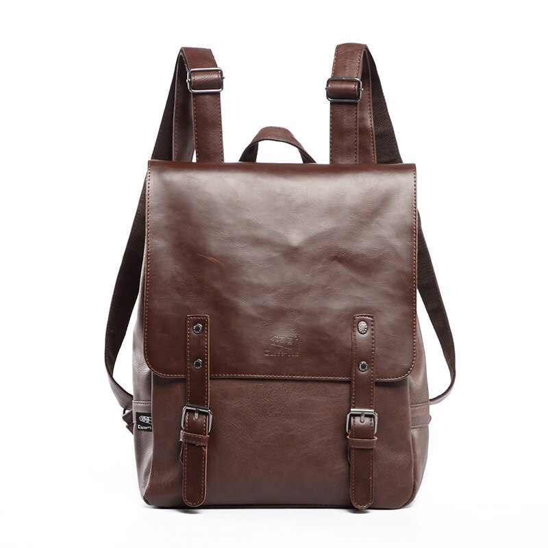 Tre-eske merkevare lær menn bag casual menn skole ryggsekk laptop daypacks college vintage reiser ryggsekker mannlig mochila: Brun