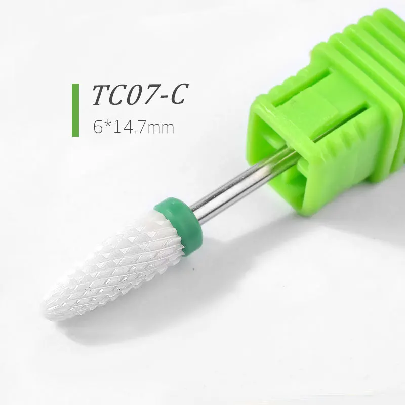 Brocas de cerámica para uñas, fresa, Lima, lima de uñas, cabeza de molienda, pulidor eléctrico de pedicura, pulidor de manicura, cutícula, herramientas de Arte de uñas limpias: Verde militar