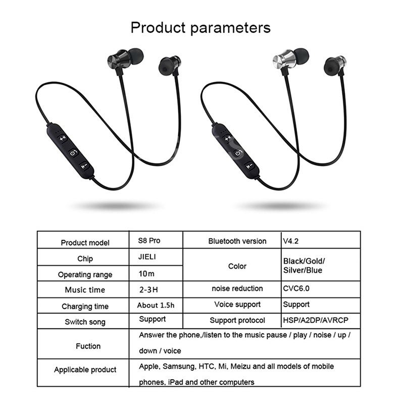 XT11 Magnetische aantrekkingskracht Bluetooth Oortelefoon Sport Headset Fone de ouvido Voor iPhone Samsung Xiaomi Ecouteur Auriculares VS S530