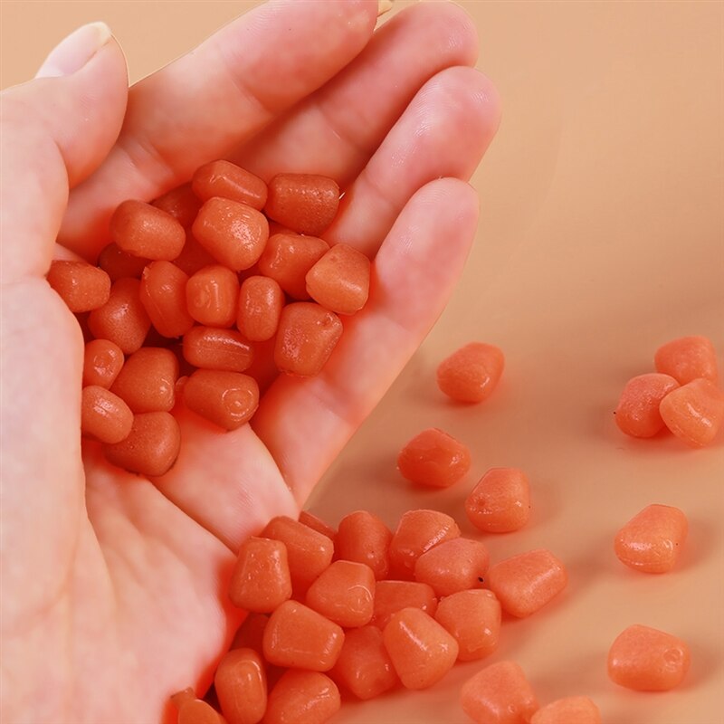 100 pièces/paquet appâts souples maïs avec odeur de maïs carpe leurres de pêche appâts flottants bionique maïs Grain pêche appât souple Silicone appât: orange