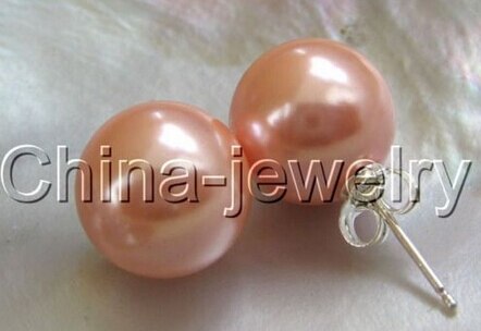 12mm peach south sea shell pearl earring925 silver &gt;Lovely Fine Nobility Lady&#39;s Women&#39;s Earrings