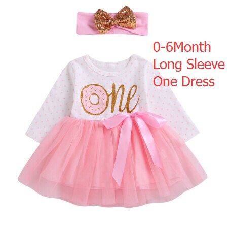 Citgeett 1st/2nd/3rd Geburtstag Baby Mädchen Donut Polka Dot Tüll Tutu Prinzessin Party Kleid Geburtstag 2 stücke: B1 One Longsleeve