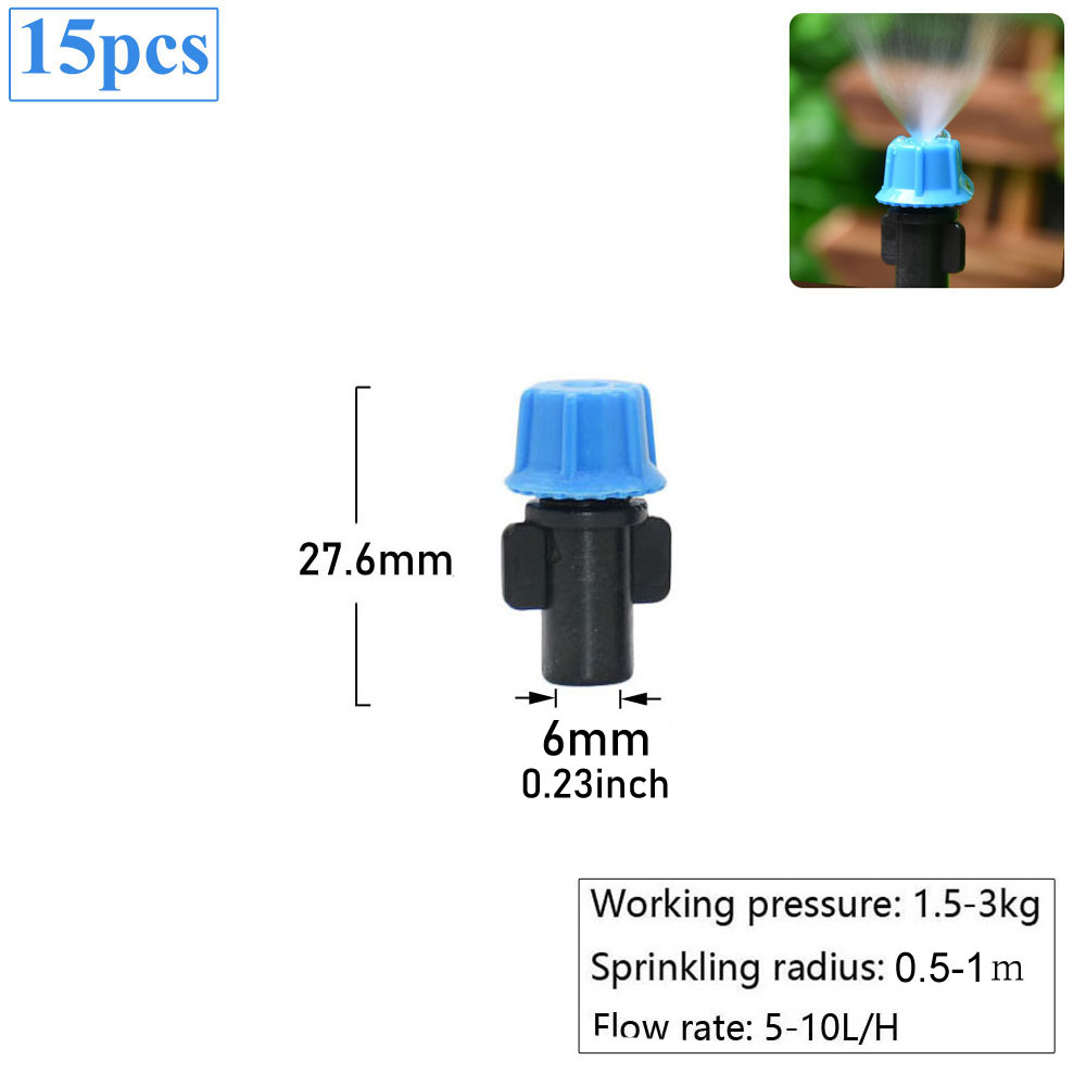 Micro Drip Irrigation Misting Nozzle Adjustable Spray Cooling Sprinkler 1/4 Tee Barb Connector For Garden Greenhouse: WHITE