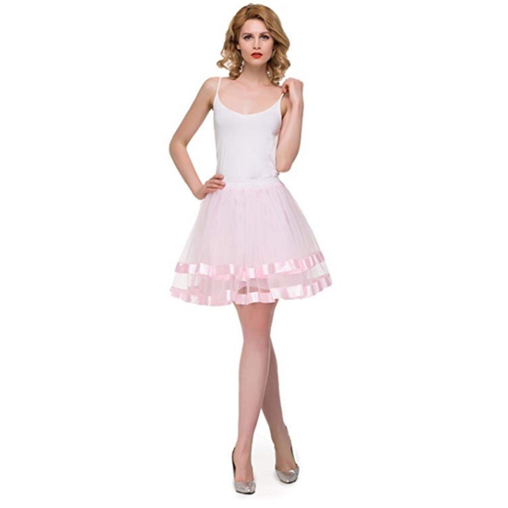 Korte onderrokken voor ballet trouwjurk avond onderrok twee lagen tule tutu rokken met lintrand crinoline voor volwassenen