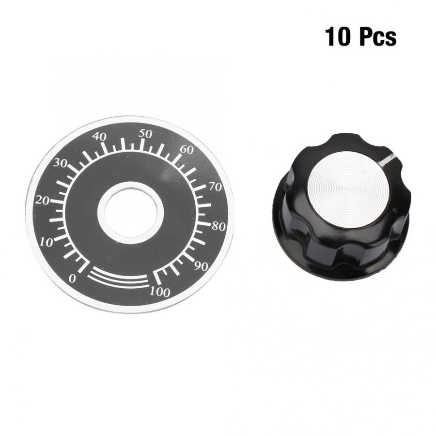 10Pcs Knob Scale Sheet MF-A03 Potentiometer Rotate Control Knobs + 10Pcs 0-100 Dial Scale Plate Sheet
