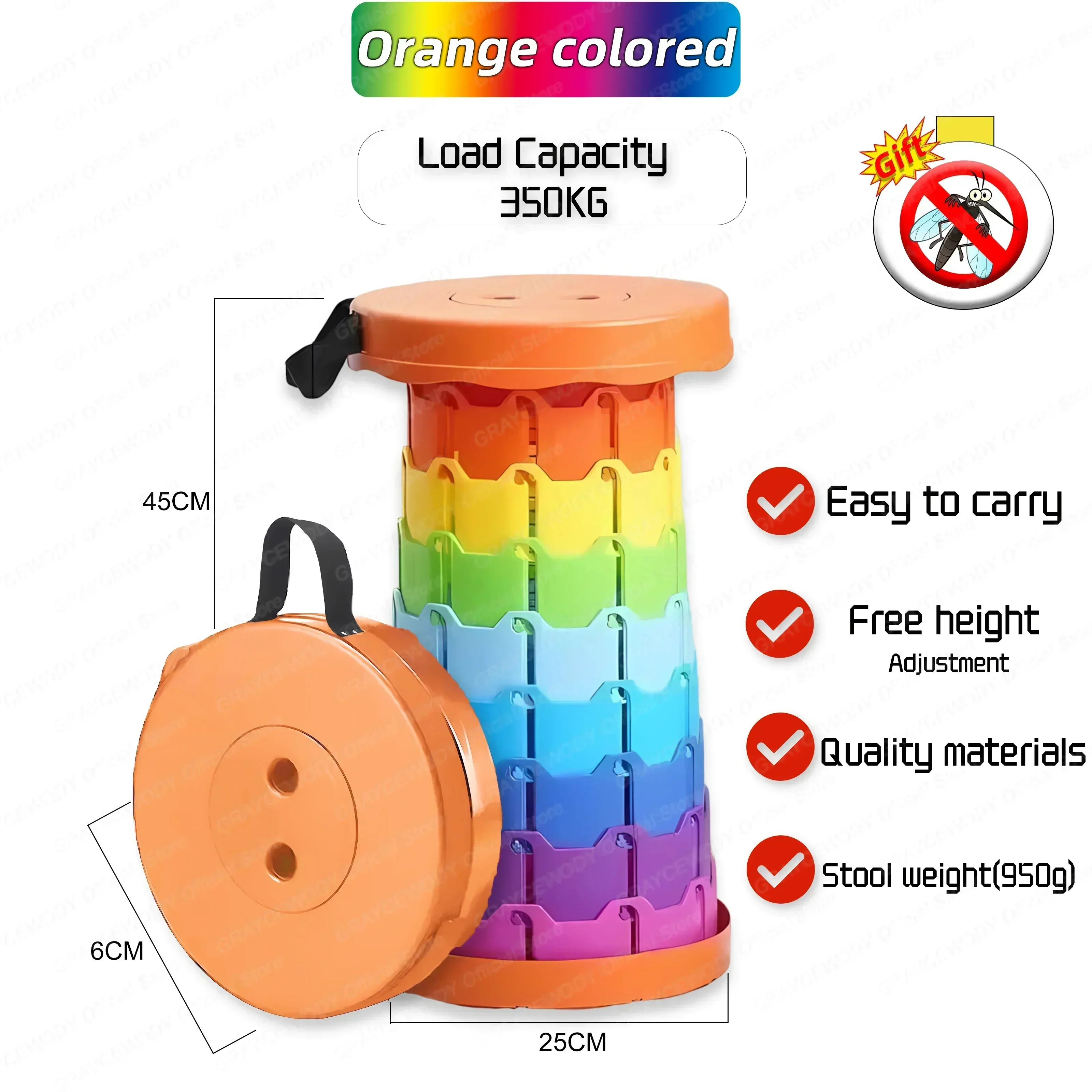 Portable Round Folding Chair Accordion Chair Height Adjustment Simple Tool Elephant Swing Playground Queue Chair: light green