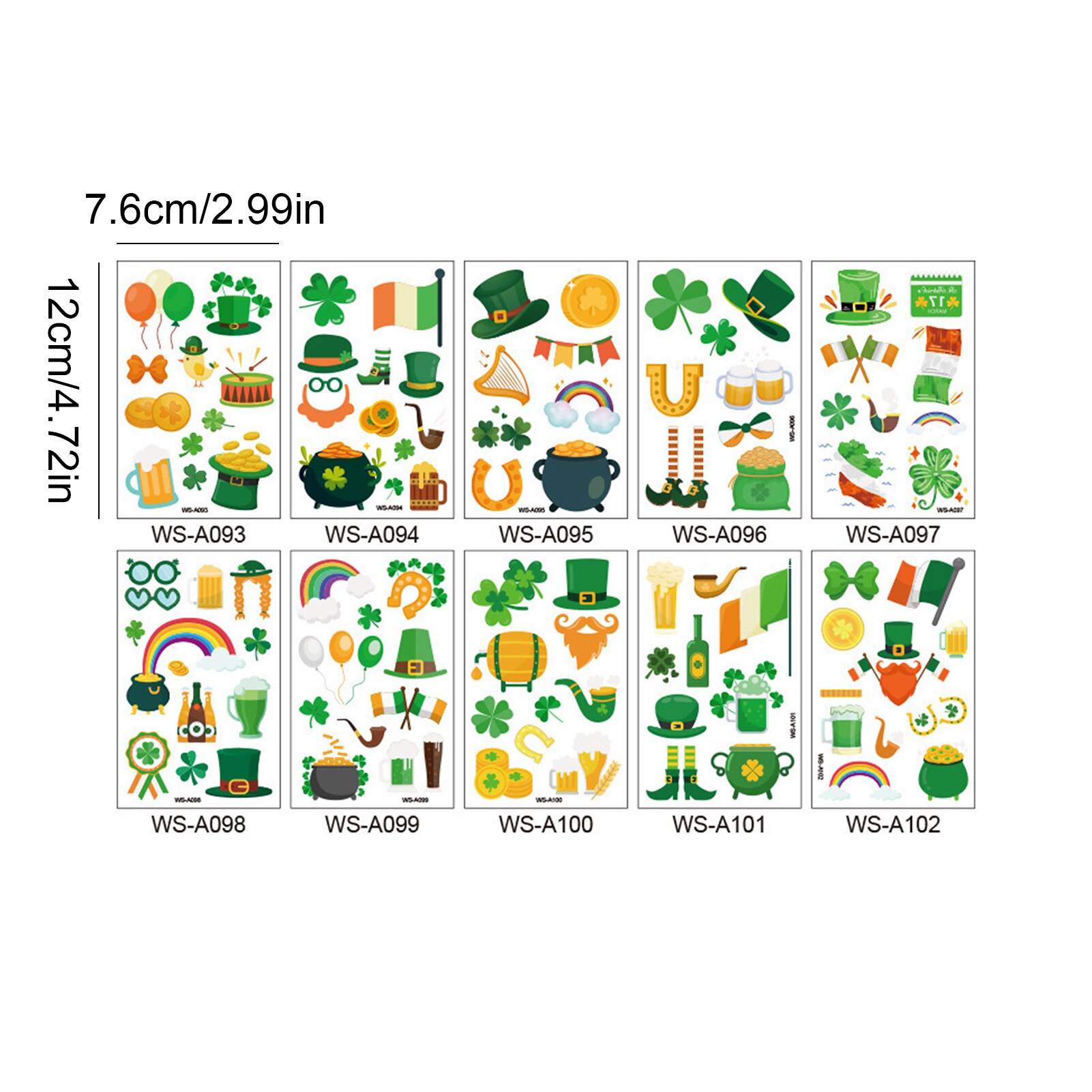 100pcs St Patricks Day Stickers Window Clings Decals Shamrock Stickers Home Decor