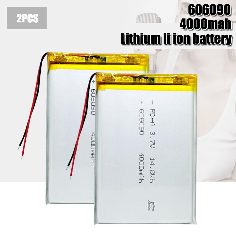 3.7V 4000mAh 606090 Cells Lithium Li-po Battery Li-ion Polymer Batteries for Tablet E-Book Powerbank PC Laptop: 2PCS