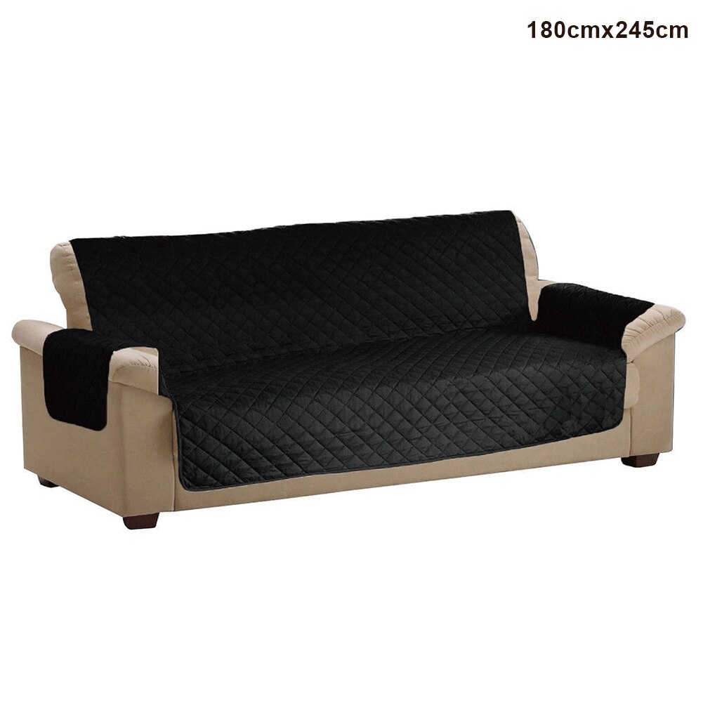 Quilted Sofa Arm Chair Settee Pet Protector Slip Cover Furniture Cushion Throws: 180cmx245cm black