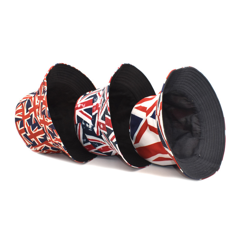 Bocca balde chapéu bandeira britânica impressão dupla lateral chapéus inglaterra bandeira reversível boné unisex dobrável algodão moda alta qualidade
